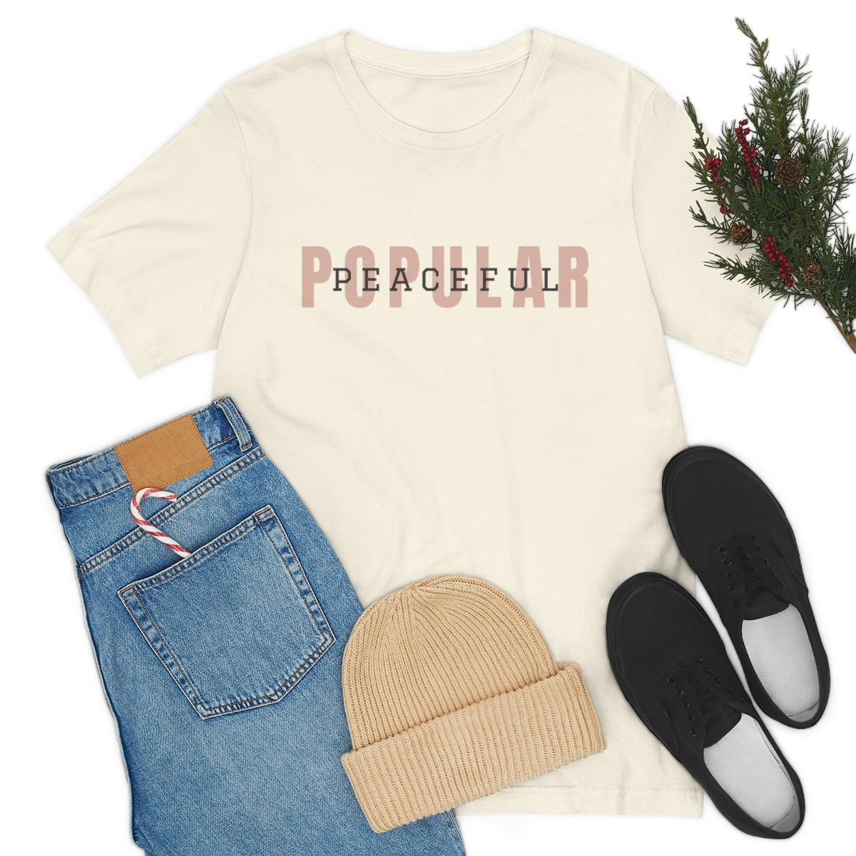 Popular/Peaceful Logo Jersey Short Sleeve Tee